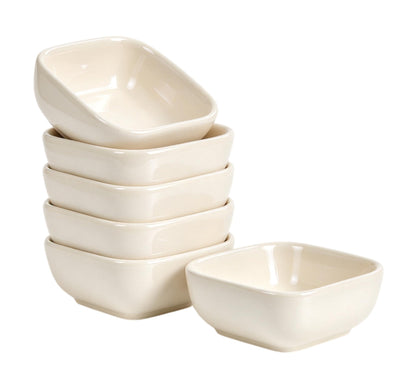 Ceramic Dipping Bowls Set of 6,3 Ounce Porcelain Small Mini Dip Bowl Square Soy Sauce Dish - Good for Tomato Sauce, Sushi Soy, BBQ,Charcuterie Board(Grey)