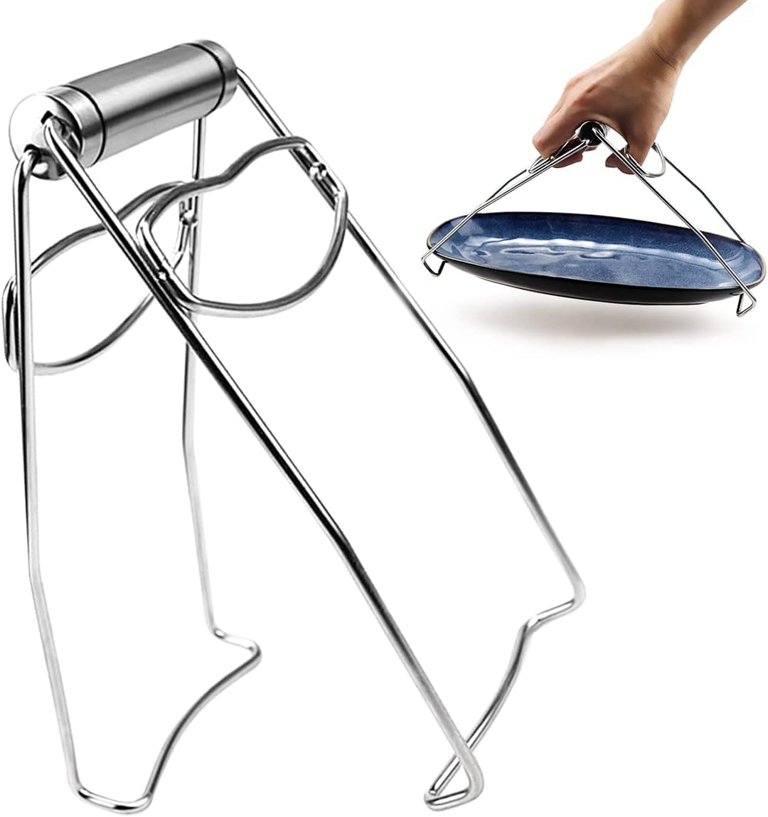 DOERDO Kitchen Folding Hot Dish Plate Clip Plate Stainless Steel Tongs Bowl Clips for Kitchen Home Restaurant Cooking