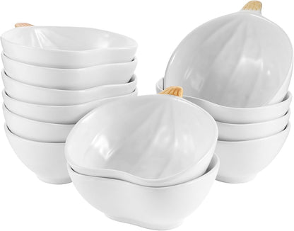 Kolewo4ever 12 Pieces Pumpkin Ramekins Fall Ramekins Ceramic Bowls Pumpkin Bowl 6 oz Oven Safe Ramekin for Thanksgiving Bowl Dip, Sauce, Condiments,Snack (Ivory White)