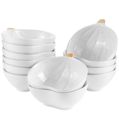 Kolewo4ever 12 Pieces Pumpkin Ramekins Fall Ramekins Ceramic Bowls Pumpkin Bowl 6 oz Oven Safe Ramekin for Thanksgiving Bowl Dip, Sauce, Condiments,Snack (Ivory White)