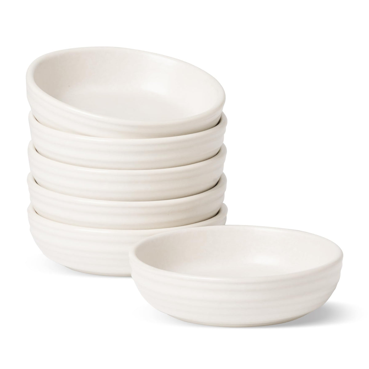 famiware Ceramic Soy Sauce Dish, 3oz Dipping Bowls Set of 6, Matte White