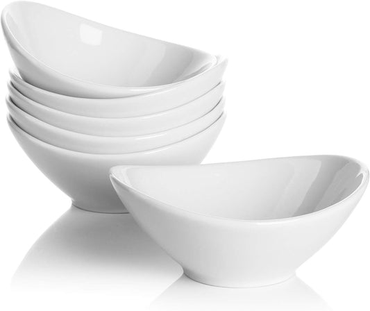 Teocera 5 Inch Porcelain Small Bowls Set, 6 Ounce small serving bowls for Dessert, Ice Cream, Snack, Dipping, Side Dishes, Microwave & Dishwasher Safe- White