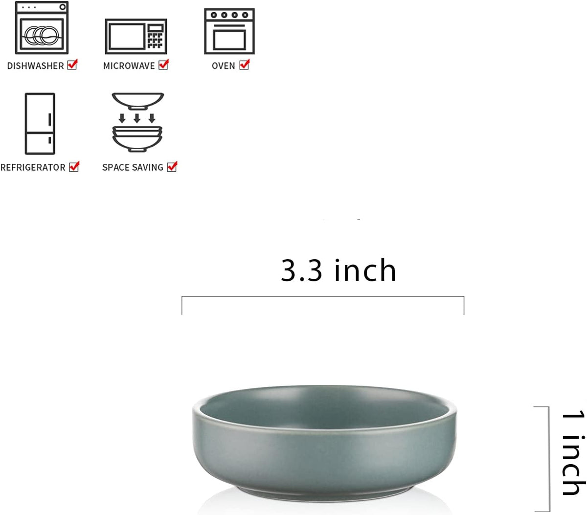 Selamica Ceramic 3.3 Inch Soy Sauce Dish Dipping Bowls Side Dishes Small Appetizer Pinch Bowls for Condiments, Sushi, Ketchup, BBQ-Set of 6 (Matte Blue)
