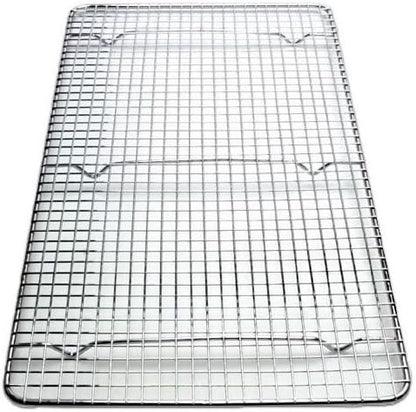 Cooling Rack Cross-wire Grid, Chrome Plated Steel, Commercial Quality, 10 x 18 inch. fits inside most standard full size pans set of 2