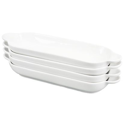 Ceramics Olive Plate, Olive Cookies Tray - Large, Chip Resistant,White Porcelain Olive Canoe, Dishwasher Safe, for Snacks, Condiments,Appetizers 13.7 Inch White