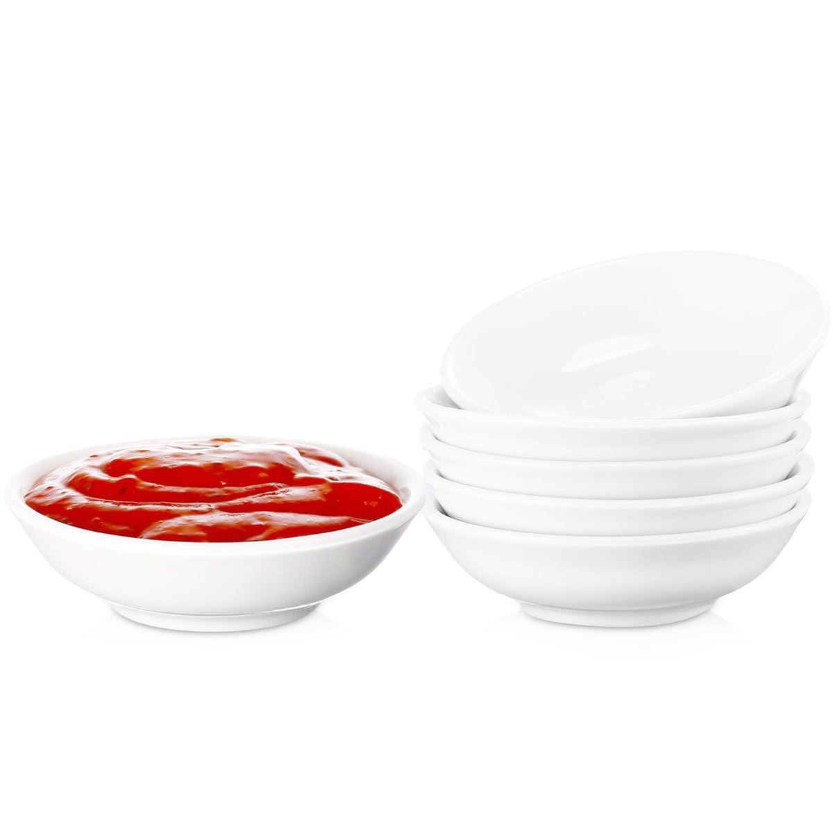 UIBFCWN 12 Pack Soy Sauce Dish 3inch Ceramic Dipping Bowls Bulk, 1.2 Oz White Dipping Sauce Bowls/Dishes, Small Dipping Sauce Cups for Sushi Ketchup Olive Oil Appetizer