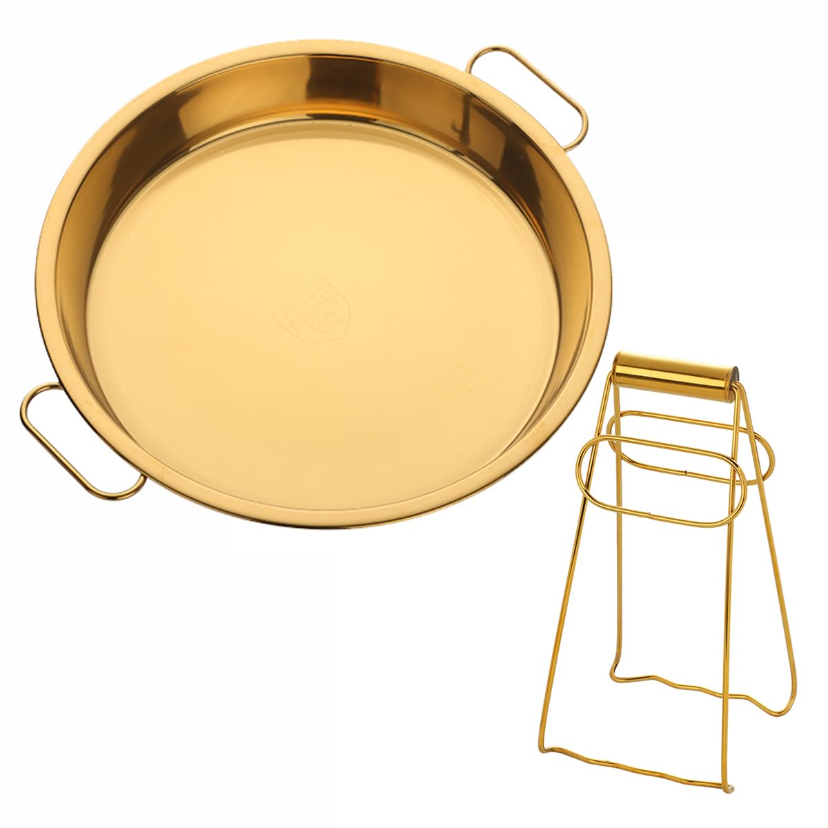 11 Inch Stainless Steel Steaming Tray, Cold Noodle Plate w/Folding Hot Dish Plate Clip, Round Big Egg Drip Pan, Silver