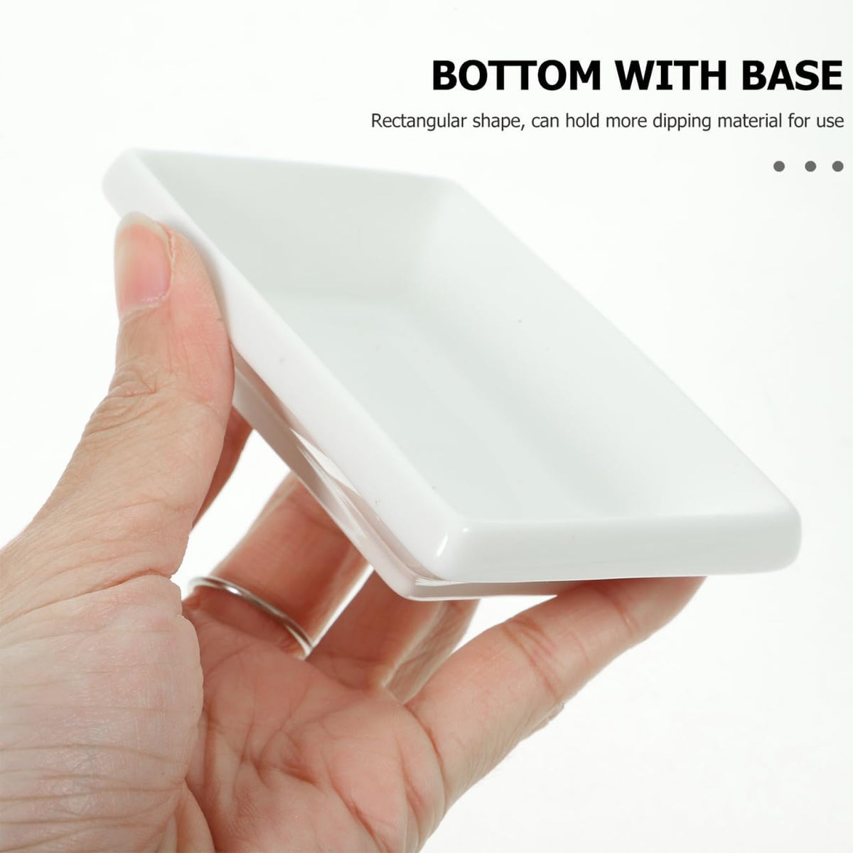 Cabilock 6Pcs Ceramic Dipping Sauce Bowls, 3.3 Inch White Soy Sauce Dishes, Small Rectangle Condiment Plates for Sushi, Ketchup, Vinegar, BBQ, Snacks and Appetisers