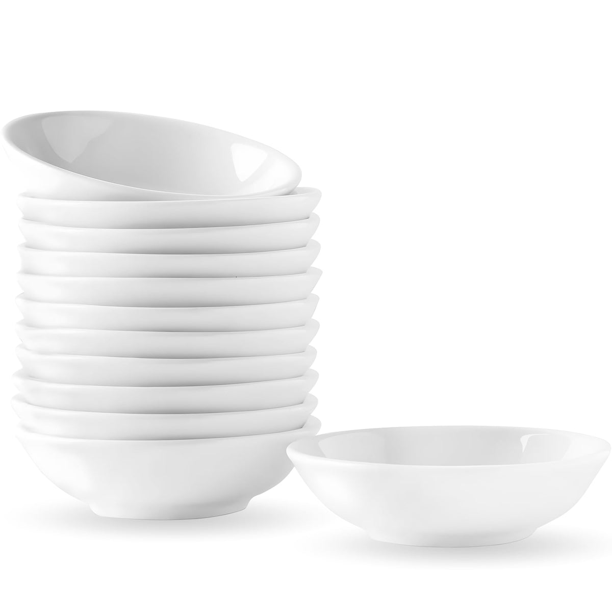 UIBFCWN 20Pack Ceramic Dip Bowls Set, 2.3oz White Dipping Sauce Bowls/Dishes for Tomato Sauce, Soy Sauce Dish, Square Side Dishes, Mini Appetizer Plates for Condiment