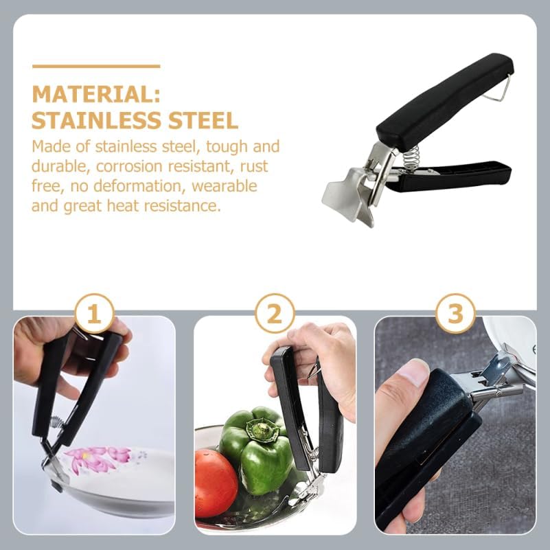 PRETYZOOM Stainless Steel Anti-scalding Clip for Hot Bowl, Non-slip Dish Plate Gripper Clips Tongs for Lifting, Moving of Hot Cookware