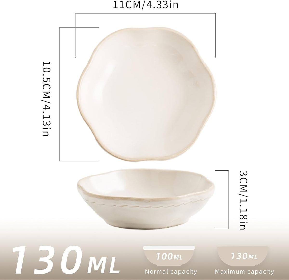 Reactive Glaze Dipping Bowls, Soy Sauce Dishes Set of 4