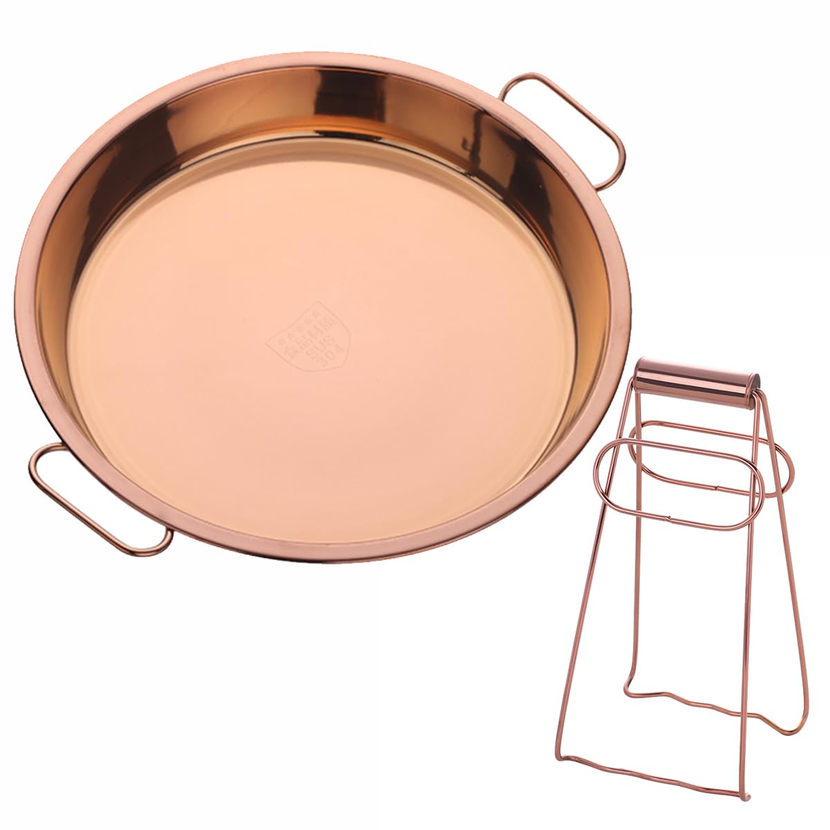 11 Inch Stainless Steel Steaming Tray, Cold Noodle Plate w/Folding Hot Dish Plate Clip, Round Big Egg Drip Pan, Silver