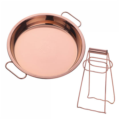 11 Inch Stainless Steel Steaming Tray, Cold Noodle Plate w/Folding Hot Dish Plate Clip, Round Big Egg Drip Pan, Silver