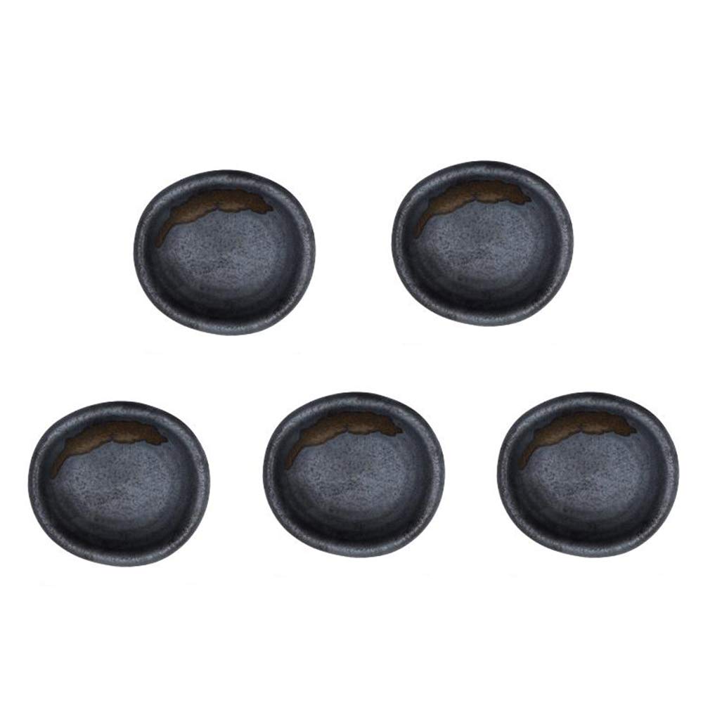 Colias Wing 3.5" Retro Style Black/Brown Stylish Design Multipurpose Porcelain Side Dish Bowl Seasoning Dishes Soy Dipping Sauce Dishes-Set of 5