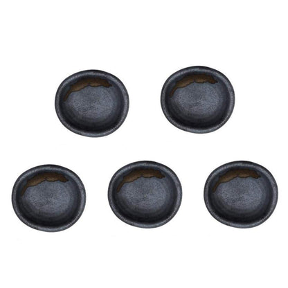 Colias Wing 3.5" Retro Style Black/Brown Stylish Design Multipurpose Porcelain Side Dish Bowl Seasoning Dishes Soy Dipping Sauce Dishes-Set of 5