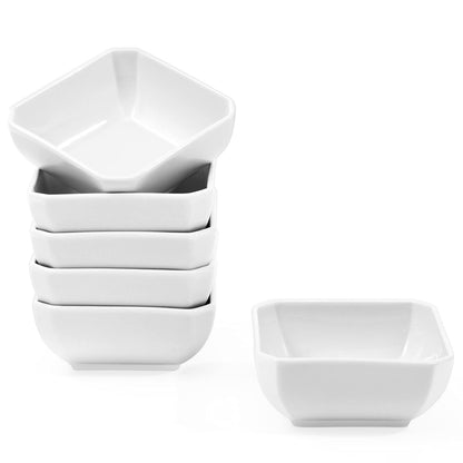 Ceramic Sauce Dipping Bowls, 6 OZ Small Square Ramekins, Set of 6