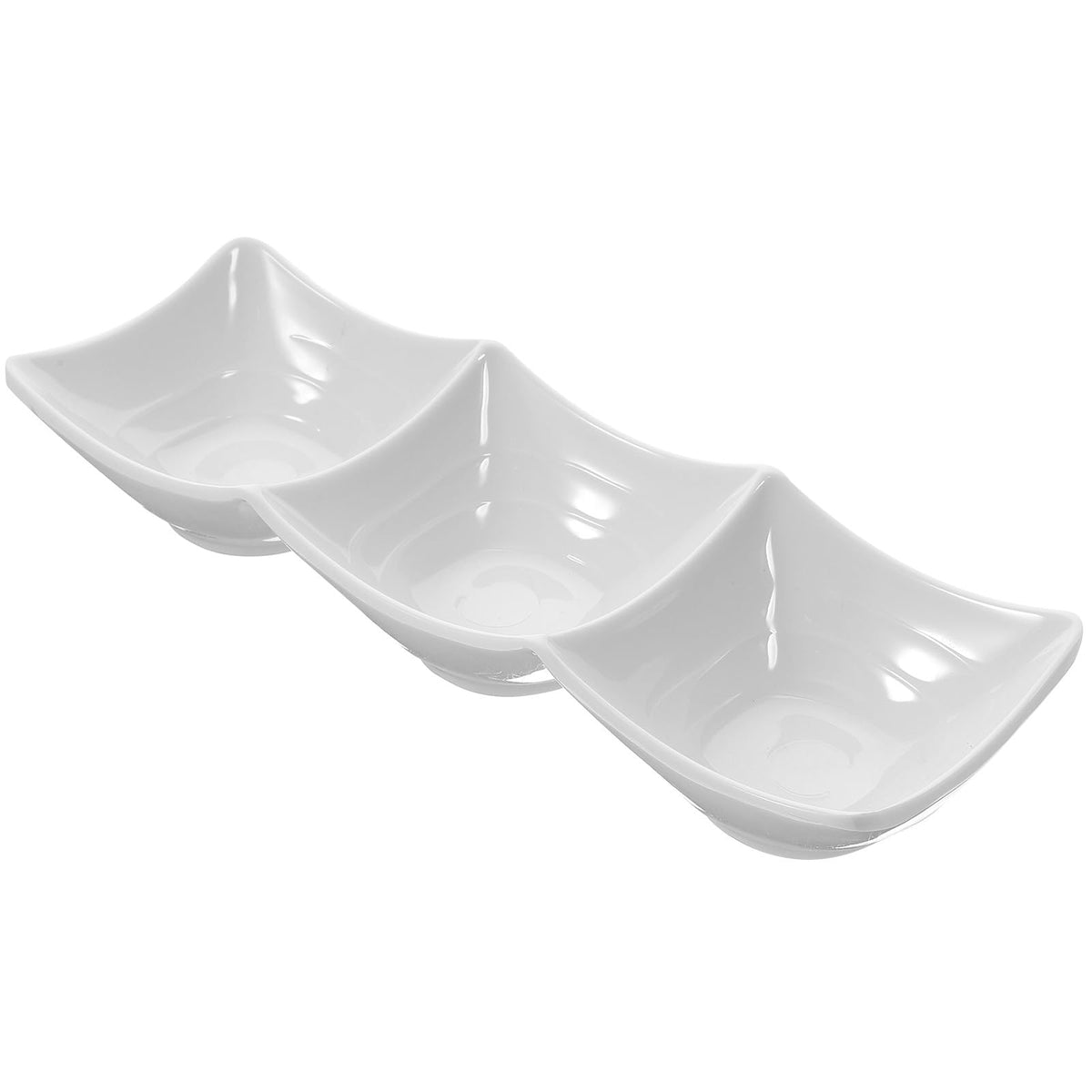 STOBAZA 3-Compartment Sauce Dipping Dish Appetizer Serving Dish for Condiments Seasoning Plates for Kitchen and Dining Table Reusable Snack Serving Tray 9.44 X 3.34 X 1.77 in