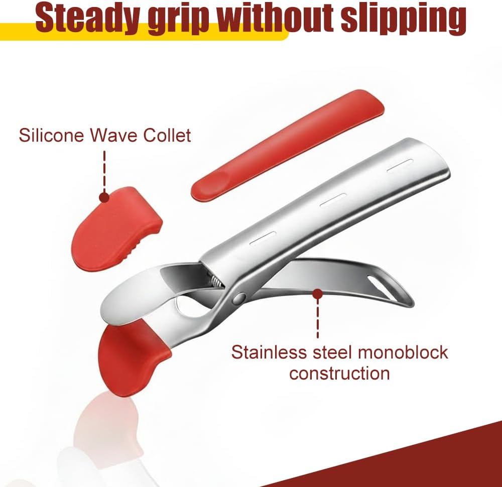 Hot Plate Gripper, Anti-Scald Stainless Steel Bowl Clip Silicone Anti-Slip Heat Insulation Pplate Gripper for Bowls Pans Dishes