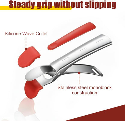 Hot Plate Gripper, Anti-Scald Stainless Steel Bowl Clip Silicone Anti-Slip Heat Insulation Pplate Gripper for Bowls Pans Dishes