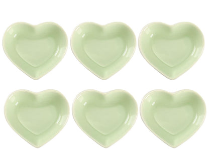 WHJY Pink Love Heart Shaped Ceramic Bowl Set of 6, Contemporary Porcelain Side Dishes, Seasoning & Soy Dipping Sauce Bowls for Wedding & Birthday Party