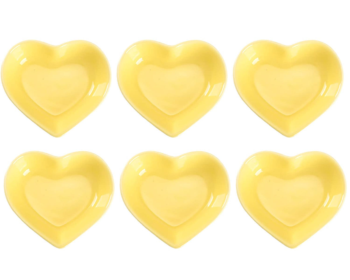 WHJY Pink Love Heart Shaped Ceramic Bowl Set of 6, Contemporary Porcelain Side Dishes, Seasoning & Soy Dipping Sauce Bowls for Wedding & Birthday Party