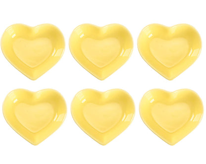 WHJY Pink Love Heart Shaped Ceramic Bowl Set of 6, Contemporary Porcelain Side Dishes, Seasoning & Soy Dipping Sauce Bowls for Wedding & Birthday Party
