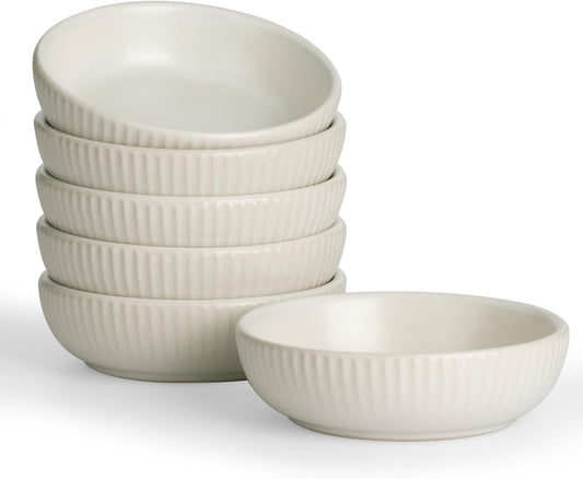 famiware Ceramic Soy Sauce Dish, 3oz Dipping Bowls Set of 6, Matte White