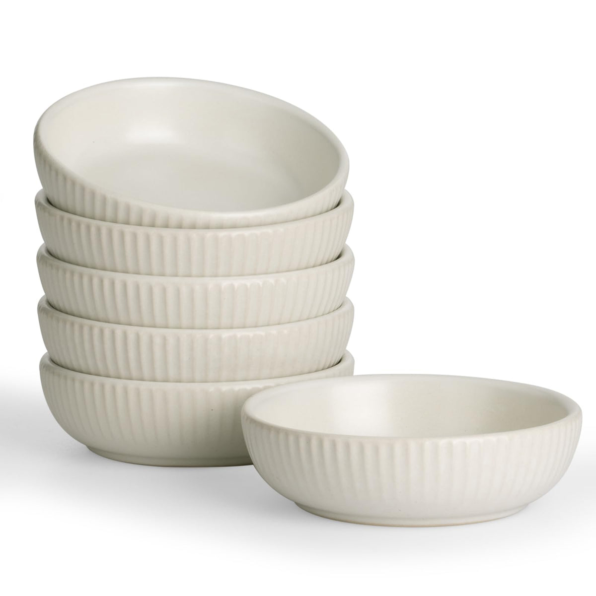 famiware Ceramic Soy Sauce Dish, 3oz Dipping Bowls Set of 6, Matte White