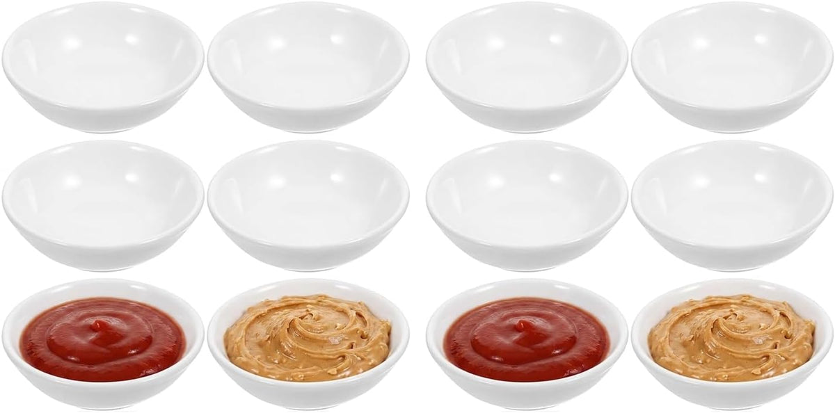 Angoily Ceramic Sauce Dish 12pcs 2.75 in White Dipping Bowl