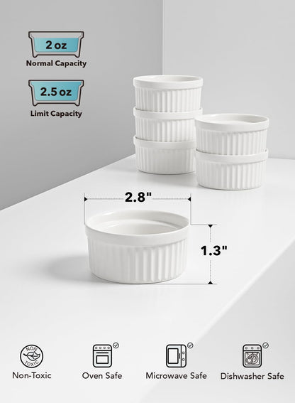 LE TAUCI Sauce Cups 2 OZ, Set of 6, White