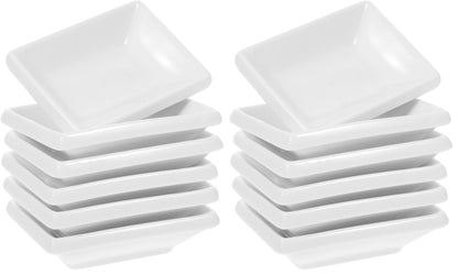 Cabilock 6Pcs Ceramic Dipping Sauce Bowls, 3.3 Inch White Soy Sauce Dishes, Small Rectangle Condiment Plates for Sushi, Ketchup, Vinegar, BBQ, Snacks and Appetisers