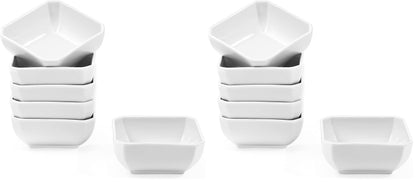 3 OZ Square Dip Bowls Set of 6, White Ceramic Dipping Sauce Dishes