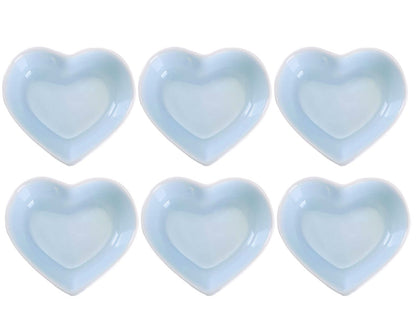 WHJY Pink Love Heart Shaped Ceramic Bowl Set of 6, Contemporary Porcelain Side Dishes, Seasoning & Soy Dipping Sauce Bowls for Wedding & Birthday Party