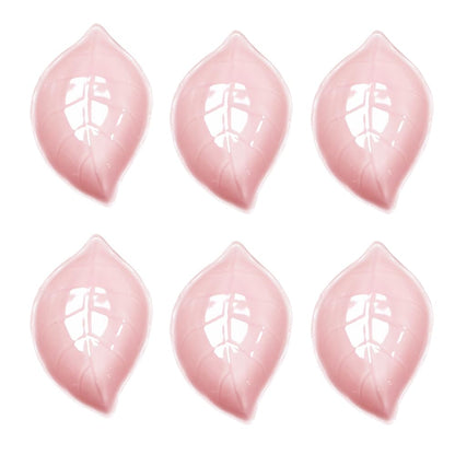 Green 6 pcs Leaf Shaped Porcelain Soy Sauce Dish Ceramic Dip Dipping Bowls 2.01 oz for Dinner Baking BBQ and Cooking