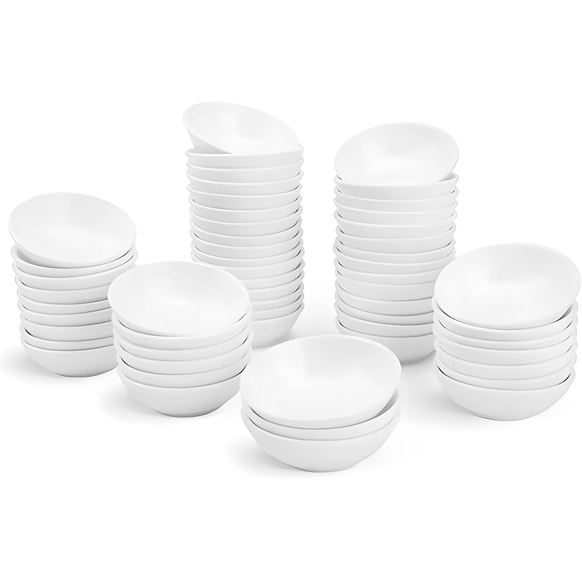 UIBFCWN 20Pack Ceramic Dip Bowls Set, 2.3oz White Dipping Sauce Bowls/Dishes for Tomato Sauce, Soy Sauce Dish, Square Side Dishes, Mini Appetizer Plates for Condiment