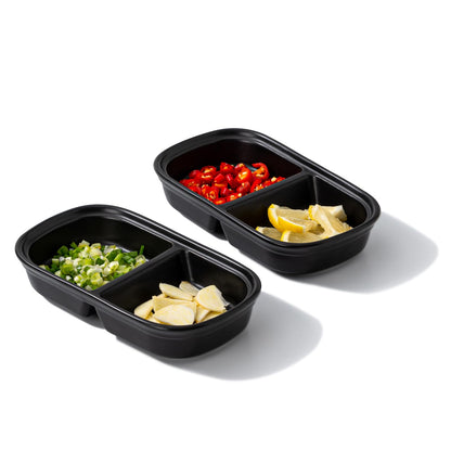 2PCS Ceramic Dishes, Ceramic Dish Stainless Steel Soy Tomato Sauce Salt Vinegar Sugar Spices Flavor Condiment Dip Bowls Korean BBQ Home Kitchen Plates, 3 Compartment Sauce Dish (3 Grids White)