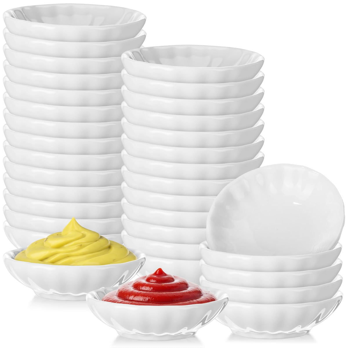 Mimorou 50 Pcs Soy Sauce Dish 1.2 oz Dipping Bowls Bulk, Ceramic