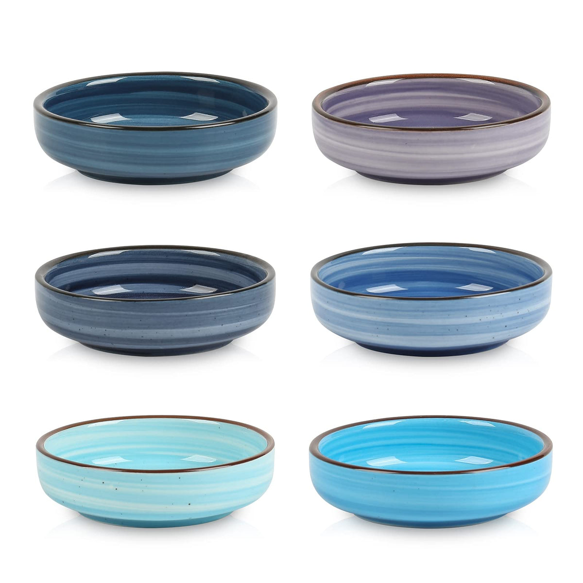 Selamica Ceramic 3.3 Inch Soy Sauce Dish Dipping Bowls Side Dishes Small Appetizer Pinch Bowls for Condiments, Sushi, Ketchup, BBQ-Set of 6(Matte Black)