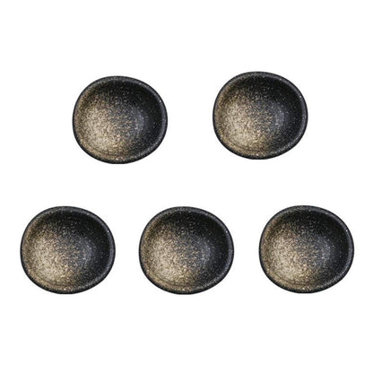 Colias Wing 3.5" Retro Style Black/Brown Stylish Design Multipurpose Porcelain Side Dish Bowl Seasoning Dishes Soy Dipping Sauce Dishes-Set of 5