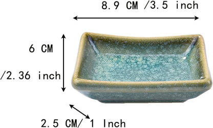 Japanese Ceramic Sauce Dish Set of 4, 3.5'' Rectangular Small Dipping Bowls