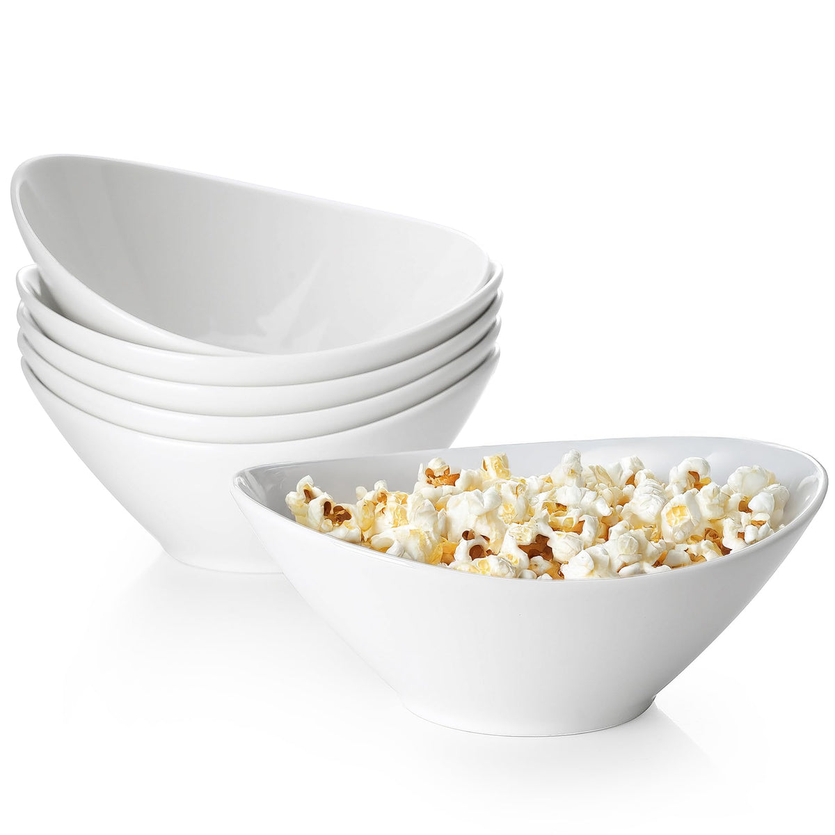 Teocera 5 Inch Porcelain Small Bowls Set, 6 Ounce small serving bowls for Dessert, Ice Cream, Snack, Dipping, Side Dishes, Microwave & Dishwasher Safe- White