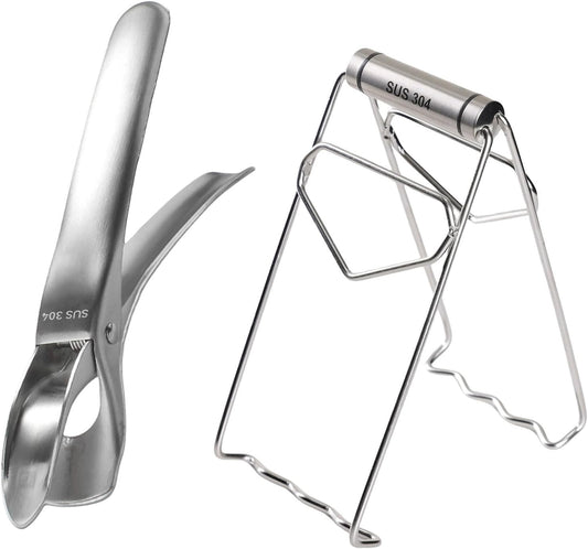 Hot Plate Clip Clamp 304 Stainless Steel 2-Pack – Ergonomic, Heat-Resistant, One-Handed Operation with Non-Slip Grips – Ideal for Microwaves, Ovens, and Grills – Durable, Safe Kitchen Tool