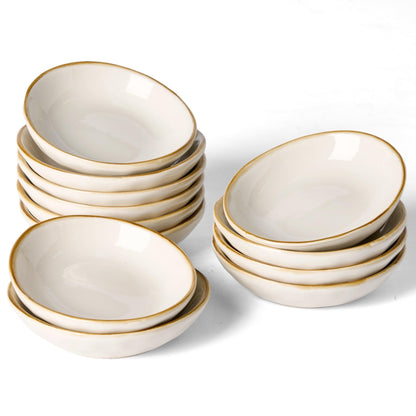 famiware Soy Sauce Dish, 2.1oz Dipping Bowl Set of 6, Cappuccino White