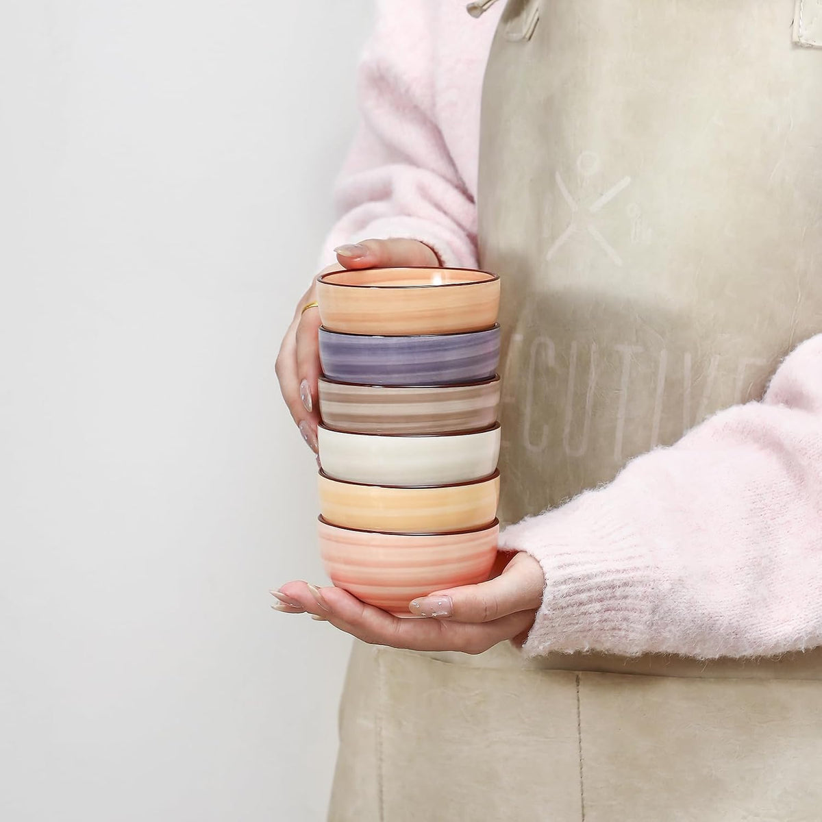 Selamica Ceramic Dipping Bowls, 4 OZ Mini Bowls, Set of 6, Maillard