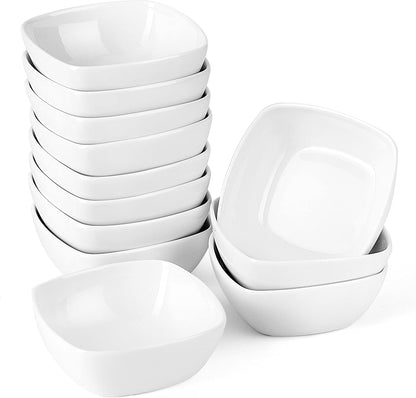 MALACASA 5 oz Porcelain Dip Bowls Set, 12 Pack Small Ramekins Stackable