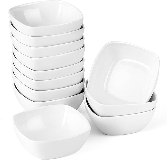 MALACASA 5 oz Porcelain Dip Bowls Set, 12 Pack Small Ramekins Stackable