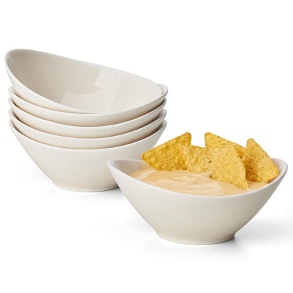 Teocera 5 Inch Porcelain Small Bowls Set, 6 Ounce small serving bowls for Dessert, Ice Cream, Snack, Dipping, Side Dishes, Microwave & Dishwasher Safe- White