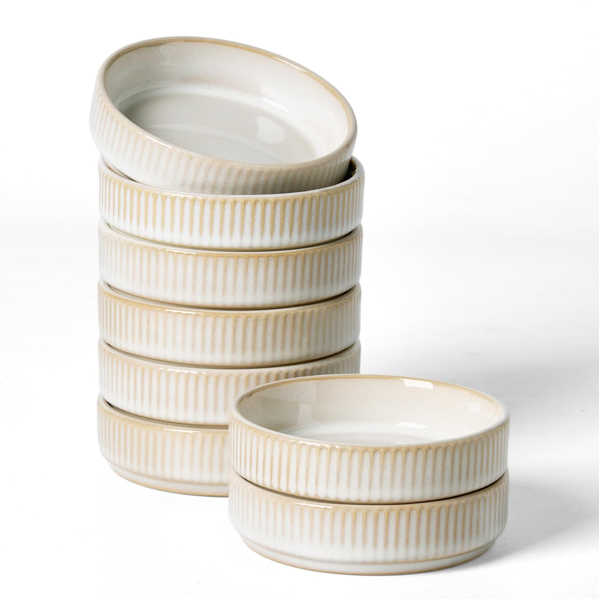 famiware Ceramic Soy Sauce Dish, 4oz Dipping Bowls Set of 6, Nebulas Blue