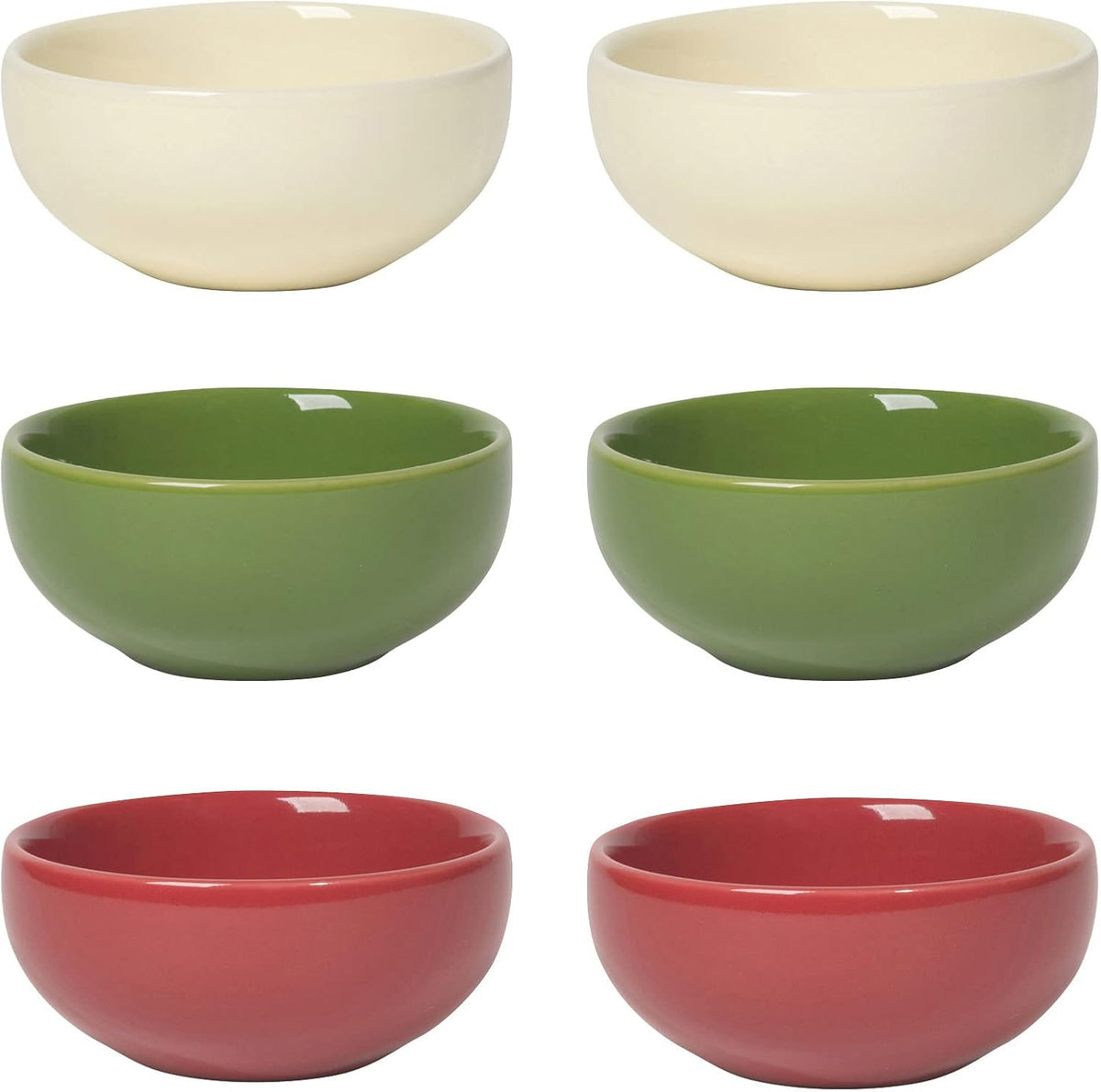 Now Designs White Ceramic Pinch Bowl Set, Soy Sauce Dish, Set of 6, 2 oz