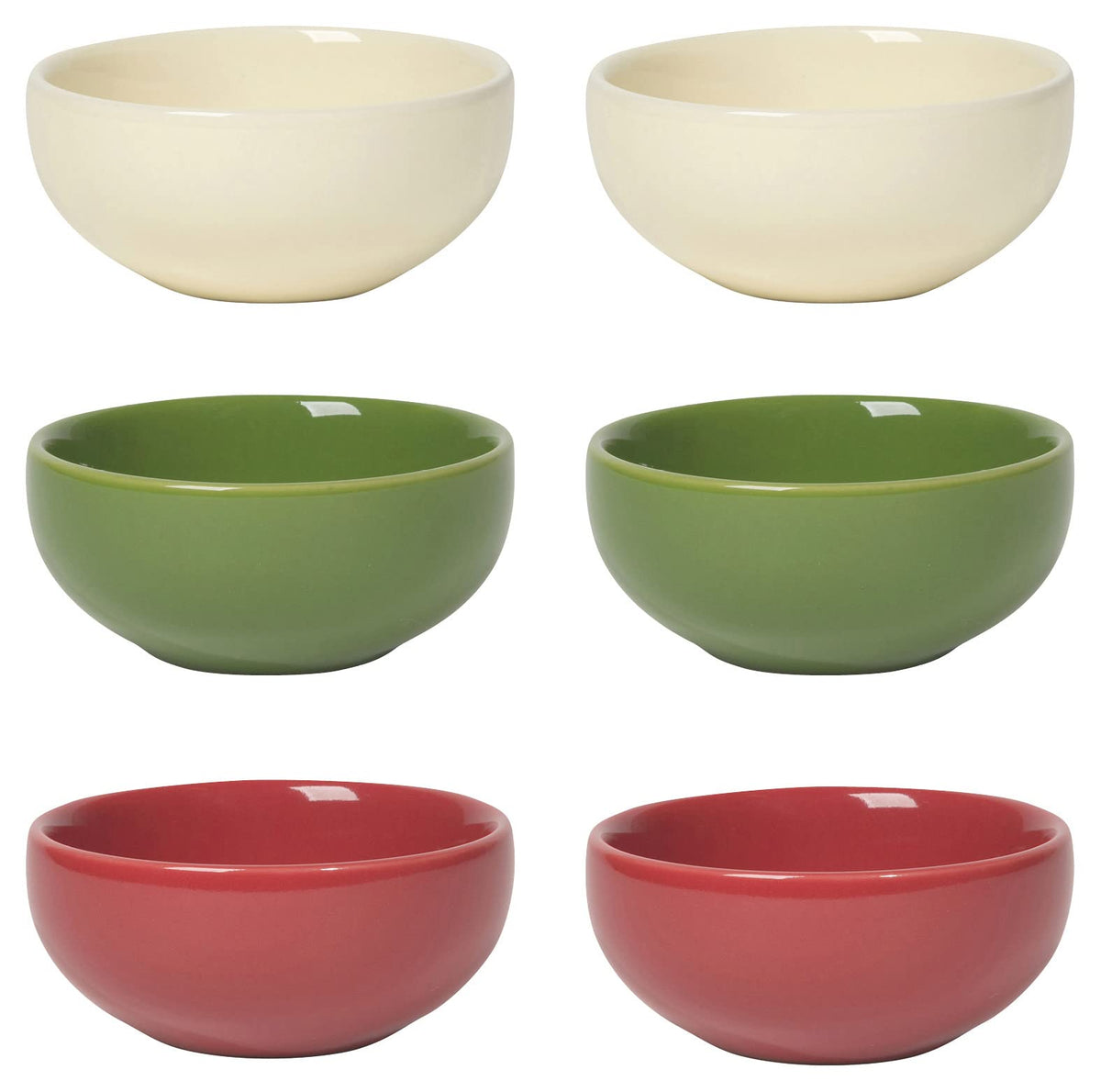Now Designs White Ceramic Pinch Bowl Set, Soy Sauce Dish, Set of 6, 2 oz